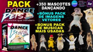 PACK +350 Mascotes PETS Dançando Editaveis +Pack Musicas Tops +Pack imagens Vetores
