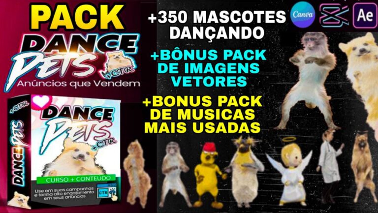 PACK +350 Mascotes PETS Dançando Editaveis +Pack Musicas Tops +Pack imagens Vetores