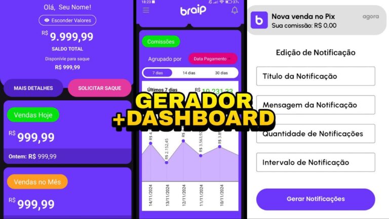 Dashboard BRAIP Fake +Gerador Notificação atualizado