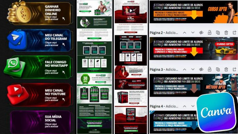 PACK Templates CANVA Editáveis Paginas de Vendas +Link na Bio +Checkout Personalizado