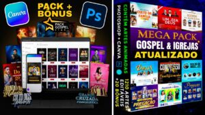 PACK Artes GOSPEL Editáveis Canva e Photoshop +Bônus Premium