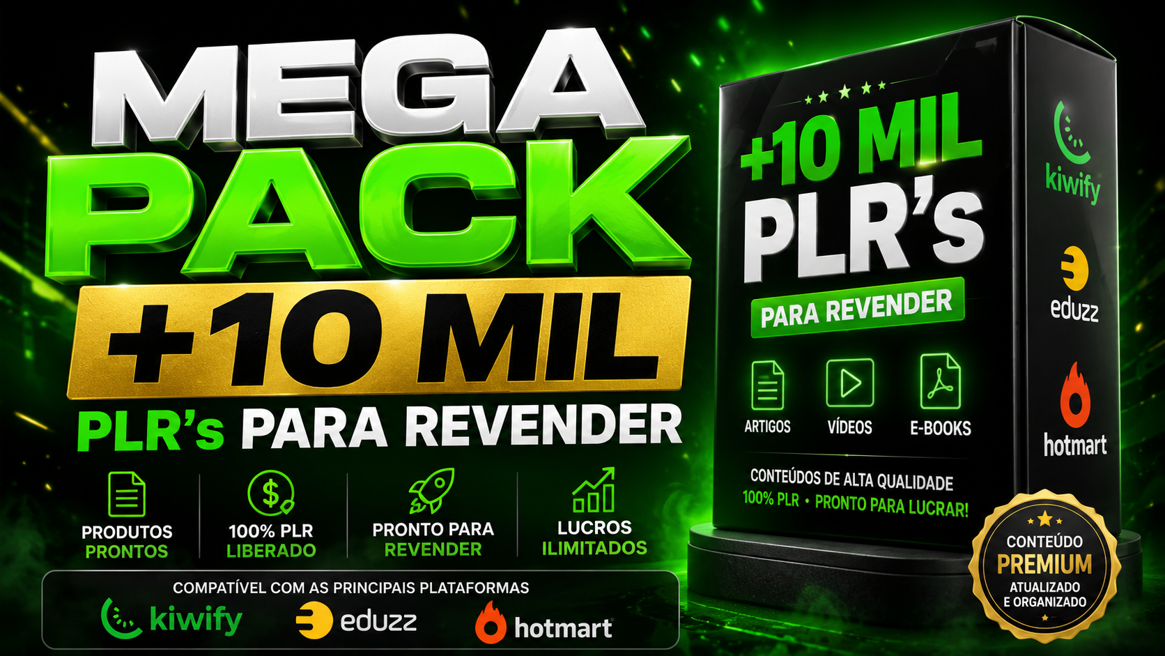 Mega Pack +10 Mil Plr’s Para Revender Kiwify • Eduzz • Hotmart • Etc