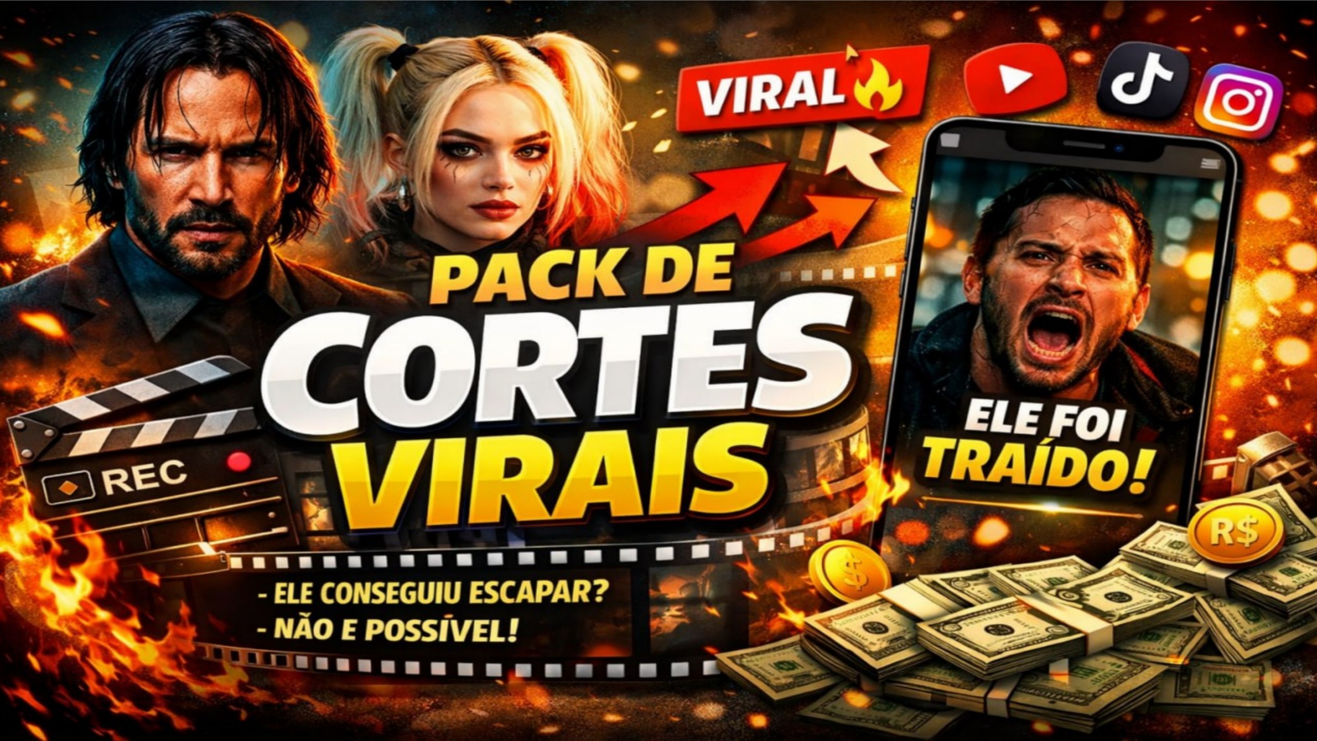 Pack Cortes de Filmes Narrados + Legendas Para Monetizar
