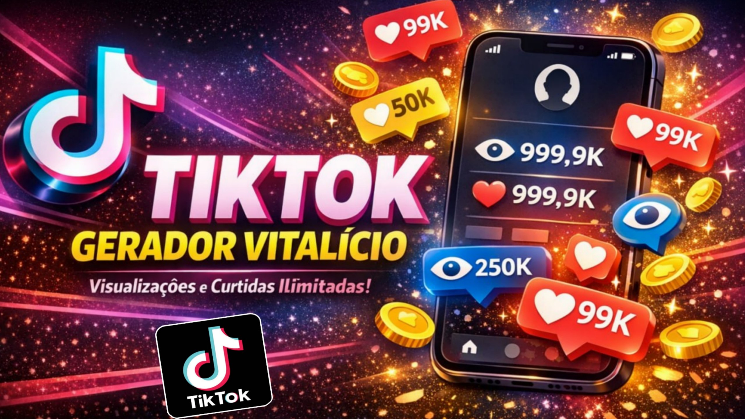 TikTok Gerador de Visualizações e Curtidas Vitalício