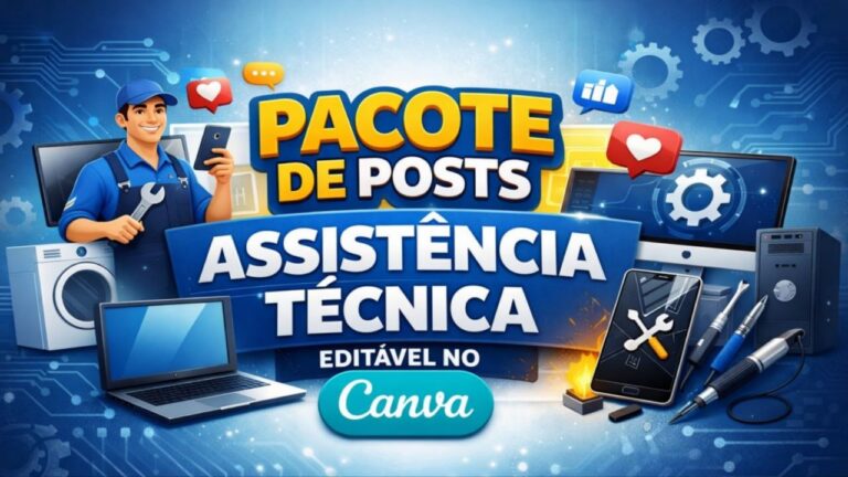 Pacote de Posts para Assistência Técnica no Editável Canva